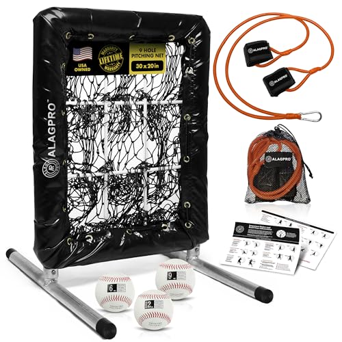 ALAGPRO? The Original 9 Hole Pitching Net with Strike Zone Pocket | Pitching Target for Baseball & Softball Pitchers