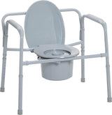 Drive Medical 11117N-1 Bariatric Commode Chair for Toilet with Arms, Gray