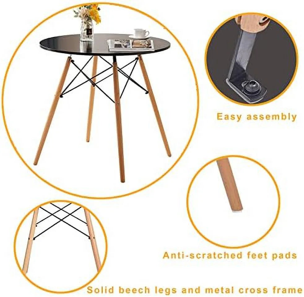xrboomlife White Dining Table 31.5”u2013Small Round Modern Dining Room Table Kitchen Table Coffee Table – for 2 to 4 People